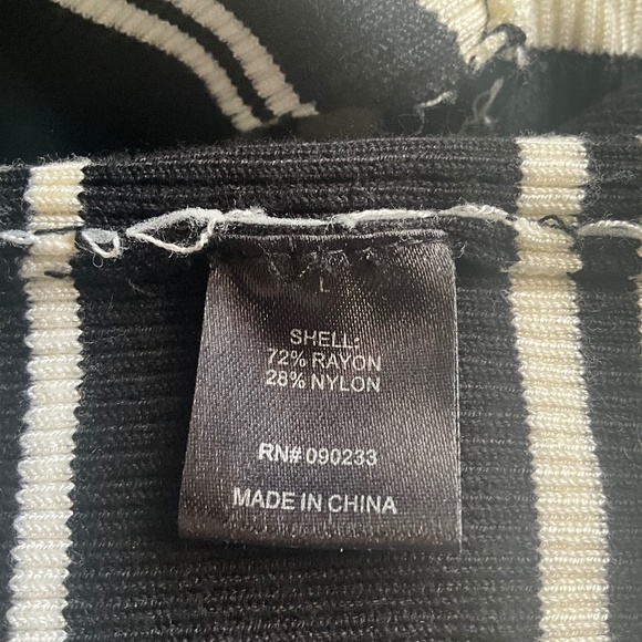 Kendall & Kylie Stretch Knit Bodycon Sweater Dress Preppy Stripe Black White L - Picture 7 of 10